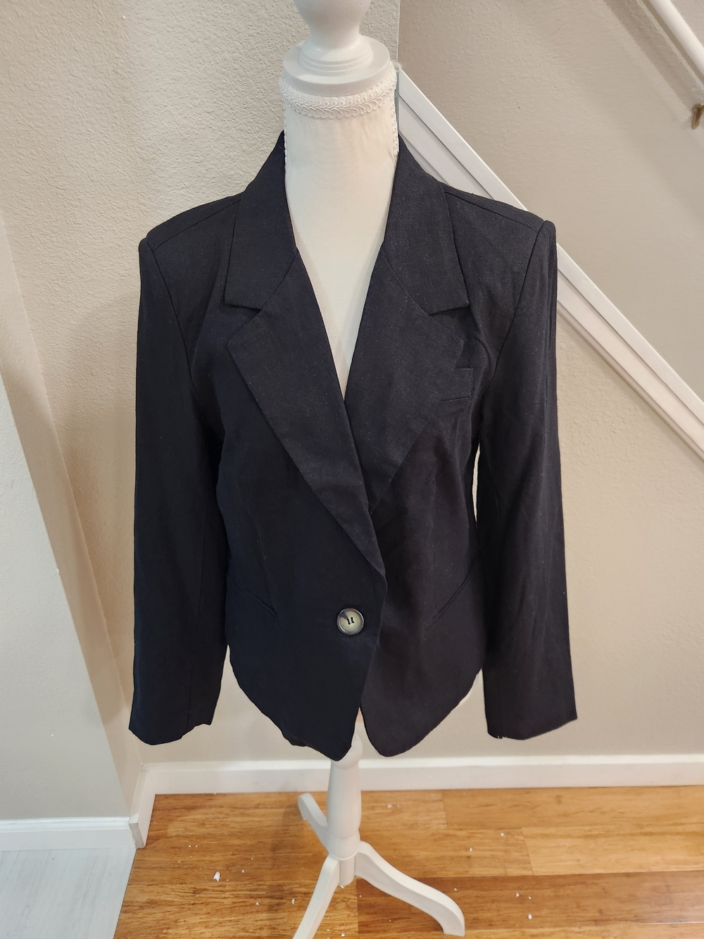 Halston Heritage Black Single-Button Tailored Blazer